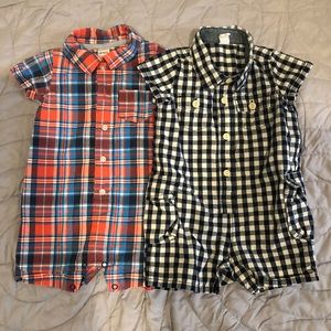 Infant Button down Shortalls Set of 2 - 6-12mo